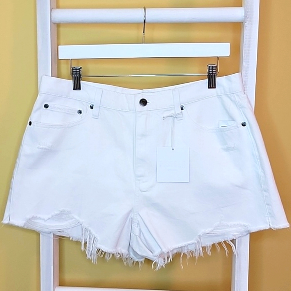 Pistola White Frayed Hem Denim Shorts